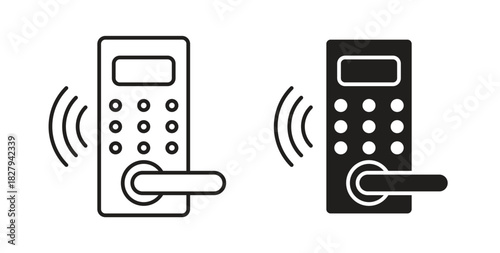 Smart lock icons set. Simple line vector illustration