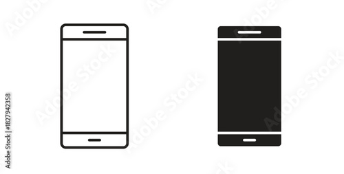 Smartphone icons set. Simple line vector illustration