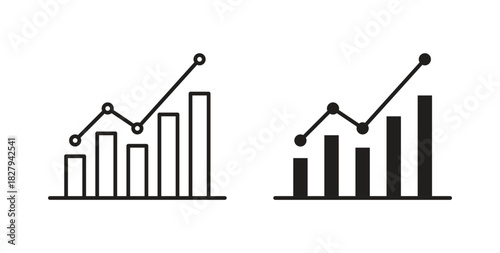Statistics icons set. Simple line vector illustration