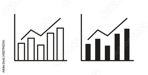 Stats icons set. Simple line vector illustration