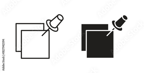 Sticky notes icons set. Simple line vector illustration