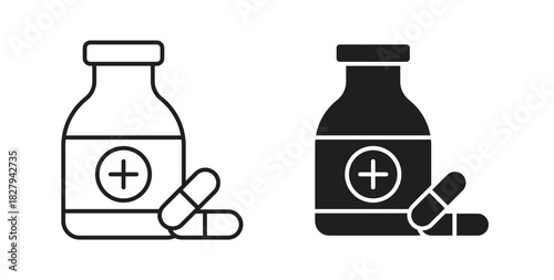Supplement icons set. Simple line vector illustration