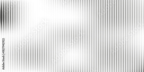 Acrylic satin corrugated glass texture light gray background. Blurred soft ribbed transparent striped door window overlay. Metal silver reeded polycarbonate sheet. Abstract vertical gradient pattern