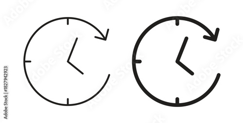 Time icons set. Simple line vector illustration
