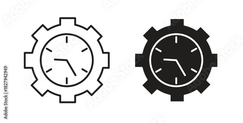 Time management icons set. Simple line vector illustration