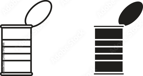 Tin can icons set. Simple line vector illustration