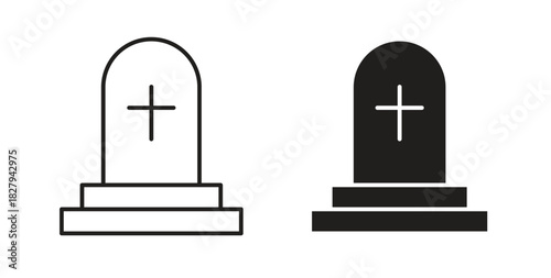 Tombstone icons set. Simple line vector illustration