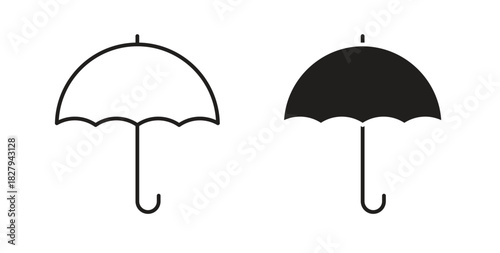Umbrella icons set. Simple line vector illustration