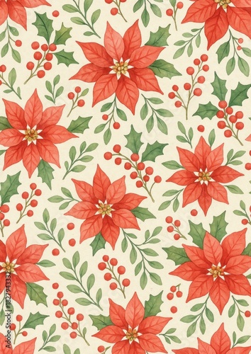 Festive floral pattern wallpaper