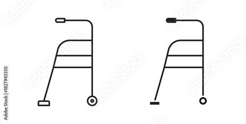 Walker icons set. Simple line vector illustration