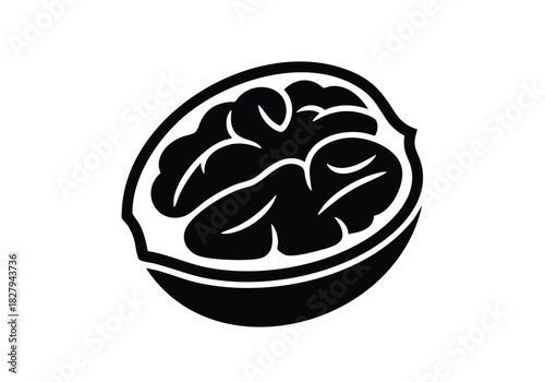 Stylish walnut icon for health and wellness brands seeking a modern, minimalist design element for packaging, websites, or marketing materials, bold and eye-catching