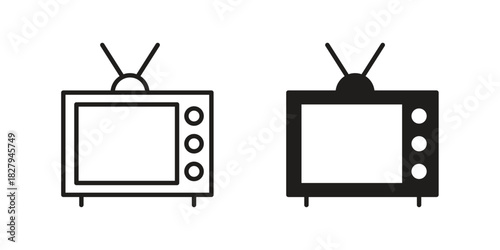 Old television icon on white background. Stock vector icon
