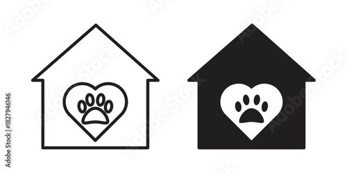 Pet shelter icon on white background. Stock vector icon