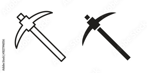 Pick axe icon on white background. Stock vector icon