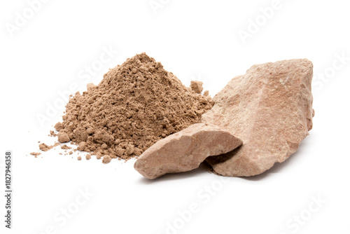 Tableau sur toile Red cosmetic clay in pieces and powder