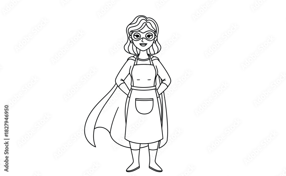 Fototapeta premium Empowered Superwoman Line Art Illustration Celebrating Women’s Rights