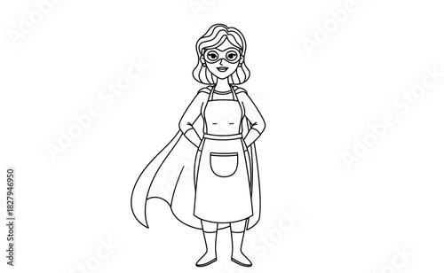 Empowered Superwoman Line Art Illustration Celebrating Women’s Rights