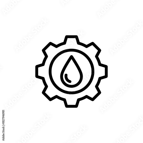 Essential oil drop inside modern gear, representing industry, engineering, or mechanics, a scalable element for design projects originally a vector graphic