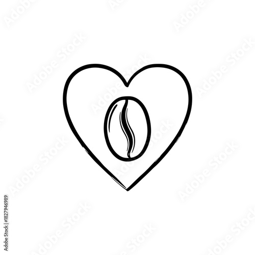 Express Your Love for Coffee with this Minimalist Heart and Bean Design, Originally a Scalable Vector Graphic for Versatile Creative Projects