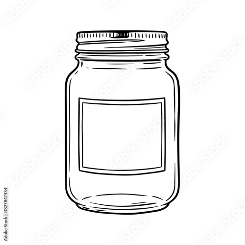 Classic mason jar with blank label ready for your branding, perfect for canning, beverage, or homemade product designs, a versatile graphic element