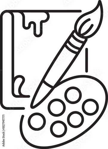 Artistic tools brush palette and canvas icon