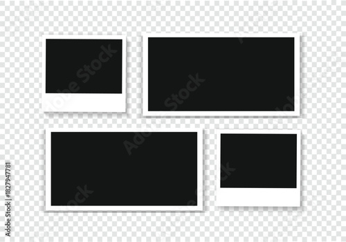 Blank Vintage Polaroid photo frame, 3d rendering, Retro Empty Picture Template 
isolated on Transparent Background