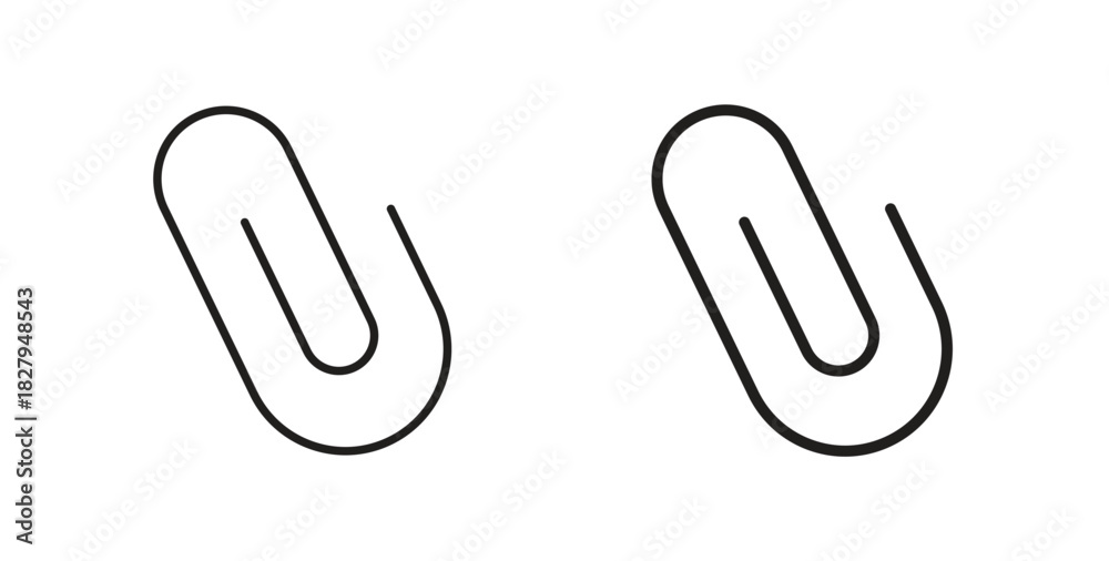 Fototapeta premium Paperclip icons set isolated on white background flat vector illustration.