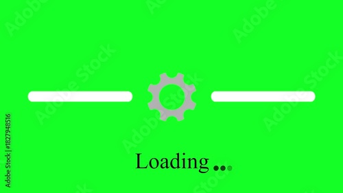 Gear Loading Bar UI Motion Graphic on Green Background.
