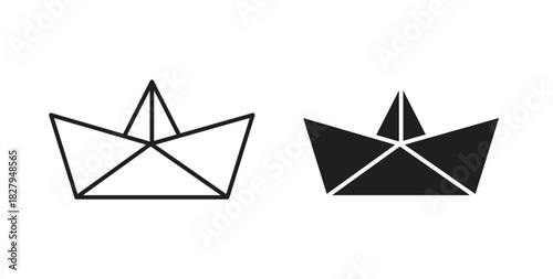 Paper boat icons set isolated on white background flat vector illustration.