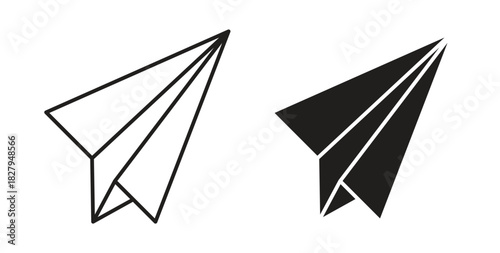 Paper plane icons set isolated on white background flat vector illustration.
