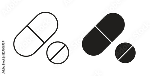 Pill icons set isolated on white background flat vector illustration.