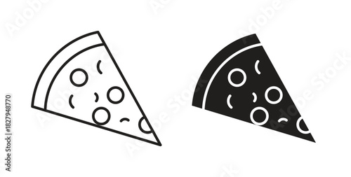 Pizza slice icons set isolated on white background flat vector illustration.