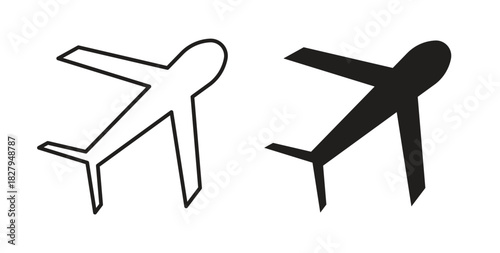 Plane icons set isolated on white background flat vector illustration.