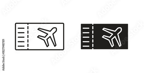 Plane Ticket icons set isolated on white background flat vector illustration.