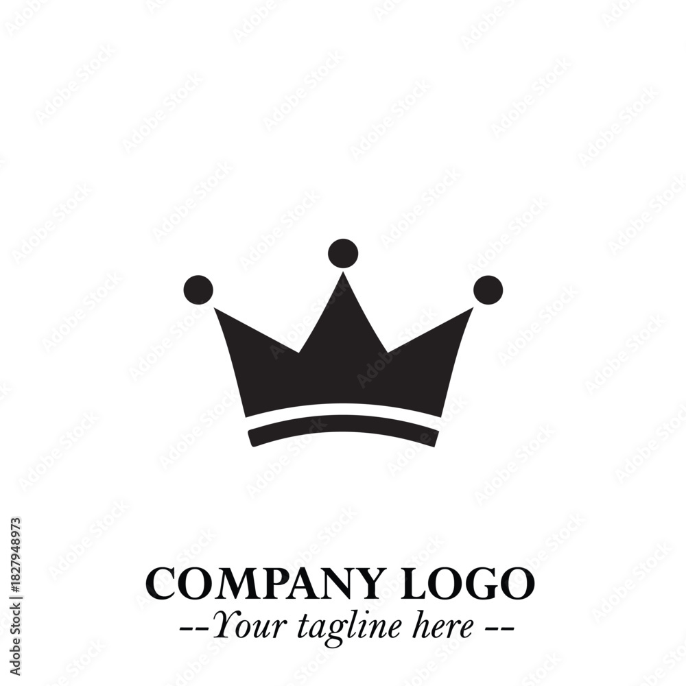 Fototapeta premium Elegant Black Crown Logo Symbol on a Clean White Background for Premium Branding Design