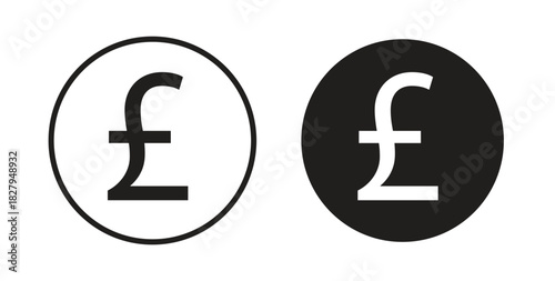 Pound icons set isolated on white background flat vector illustration.