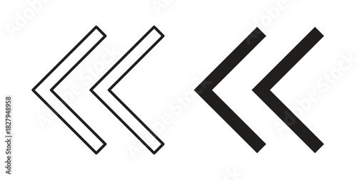 Previous arrow icons set isolated on white background flat vector illustration.