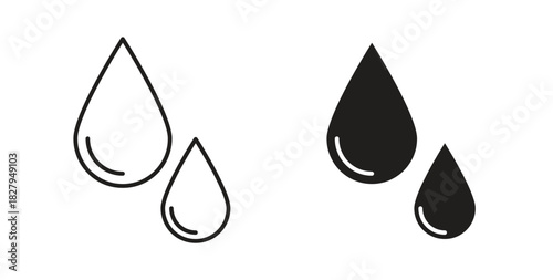 Raindrops icons set isolated on white background flat vector illustration.