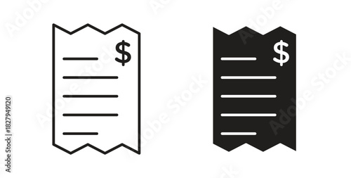 Receipt icons set isolated on white background flat vector illustration.