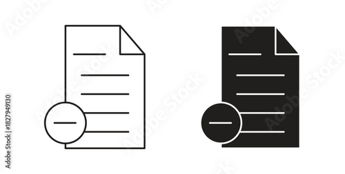 Remove document icons set isolated on white background flat vector illustration.