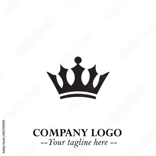Elegant Black Crown Logo Symbol on a Clean White Background for Premium Branding Design