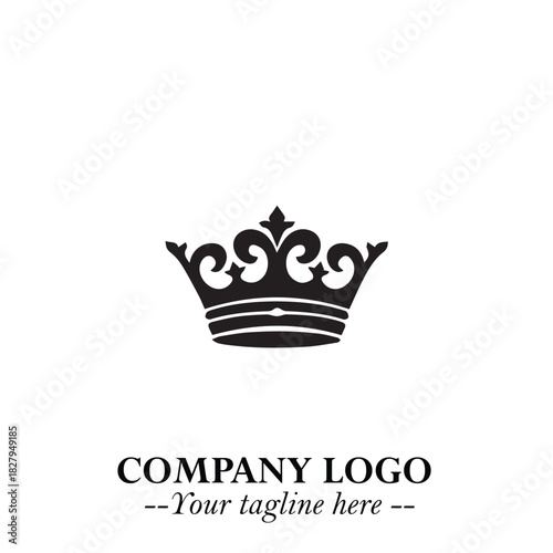 Elegant Black Crown Logo Symbol on a Clean White Background for Premium Branding Design