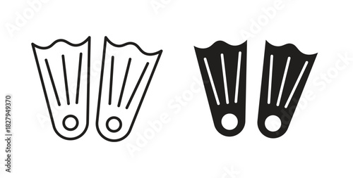 Scuba diving icons set isolated on white background flat vector illustration.