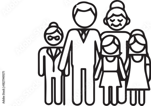 Diverse family group standing together, representing unity and connection.