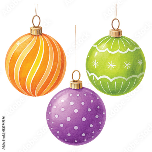 set of christmas ornaments