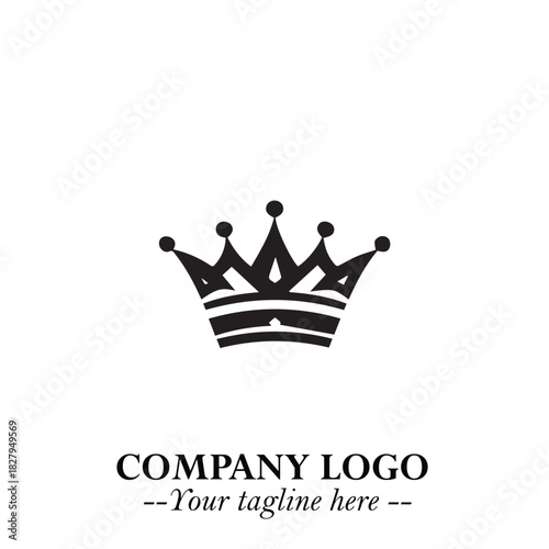 Elegant Black Crown Logo Symbol on a Clean White Background for Premium Branding Design