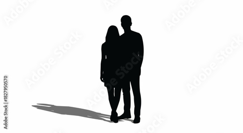 Silhouette of a couple standing together, a symbol of togetherness and love.
