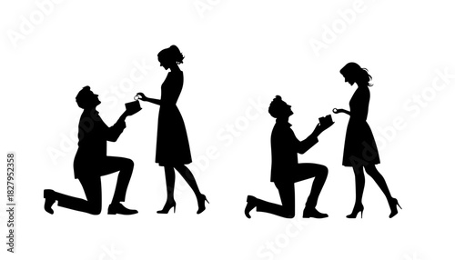 Romantic Proposal Silhouette Vector