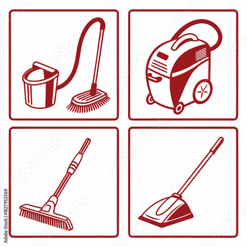 Cleaning equipment icons for cleaning service