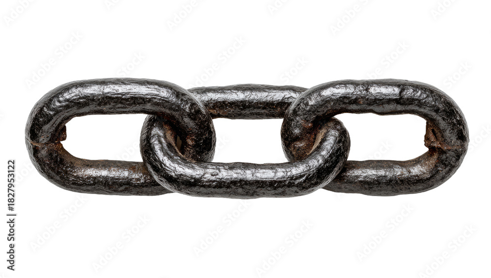 Obraz premium Close Up of Metal Chain Links with Transparent Background and Textured Surface